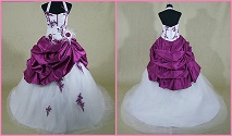 Robe De Mariage Fuchsia Et Blanc Avec Fleurs Et Dentelles